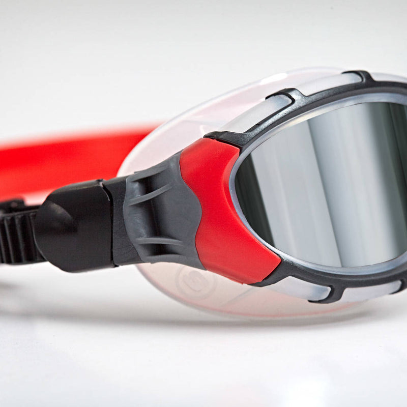 Zoggs Predator Flex Titanium, verspiegelte Gläser, rot/grau