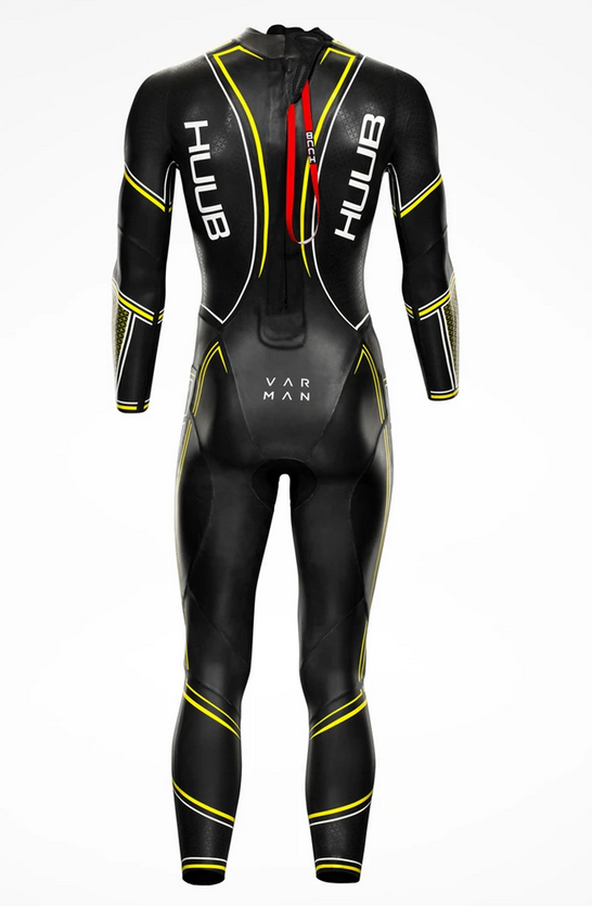 Huub Varman 3:5, Fluo Limited Edition wetsuit, men, black/yellow &amp; Transition II backpack 