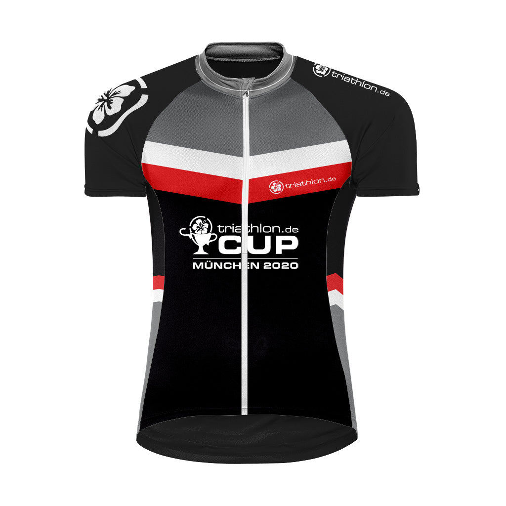 triathlon.de CUP Munich 2020 elite cycling jersey, women, black/grey/red