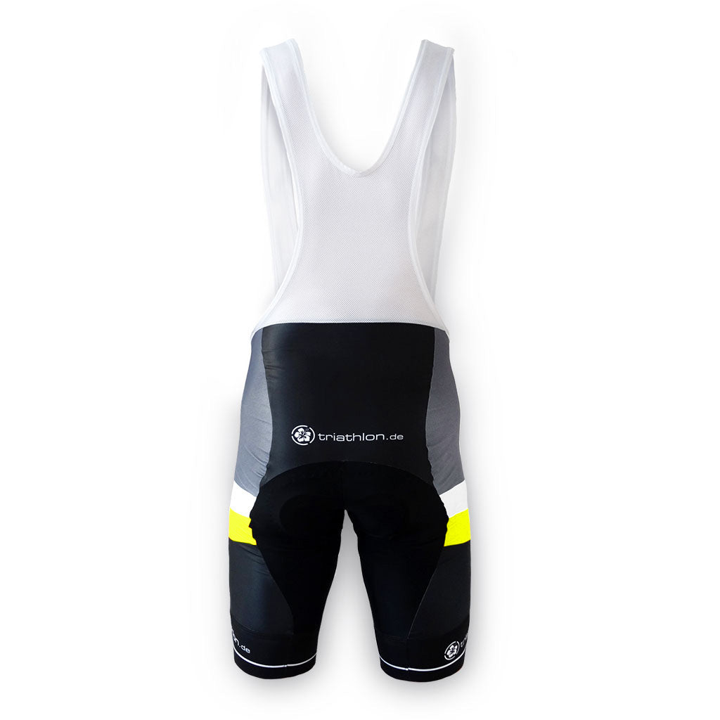 triathlon.de Elite Bib Short, cycling bib shorts, men, black/grey/yellow