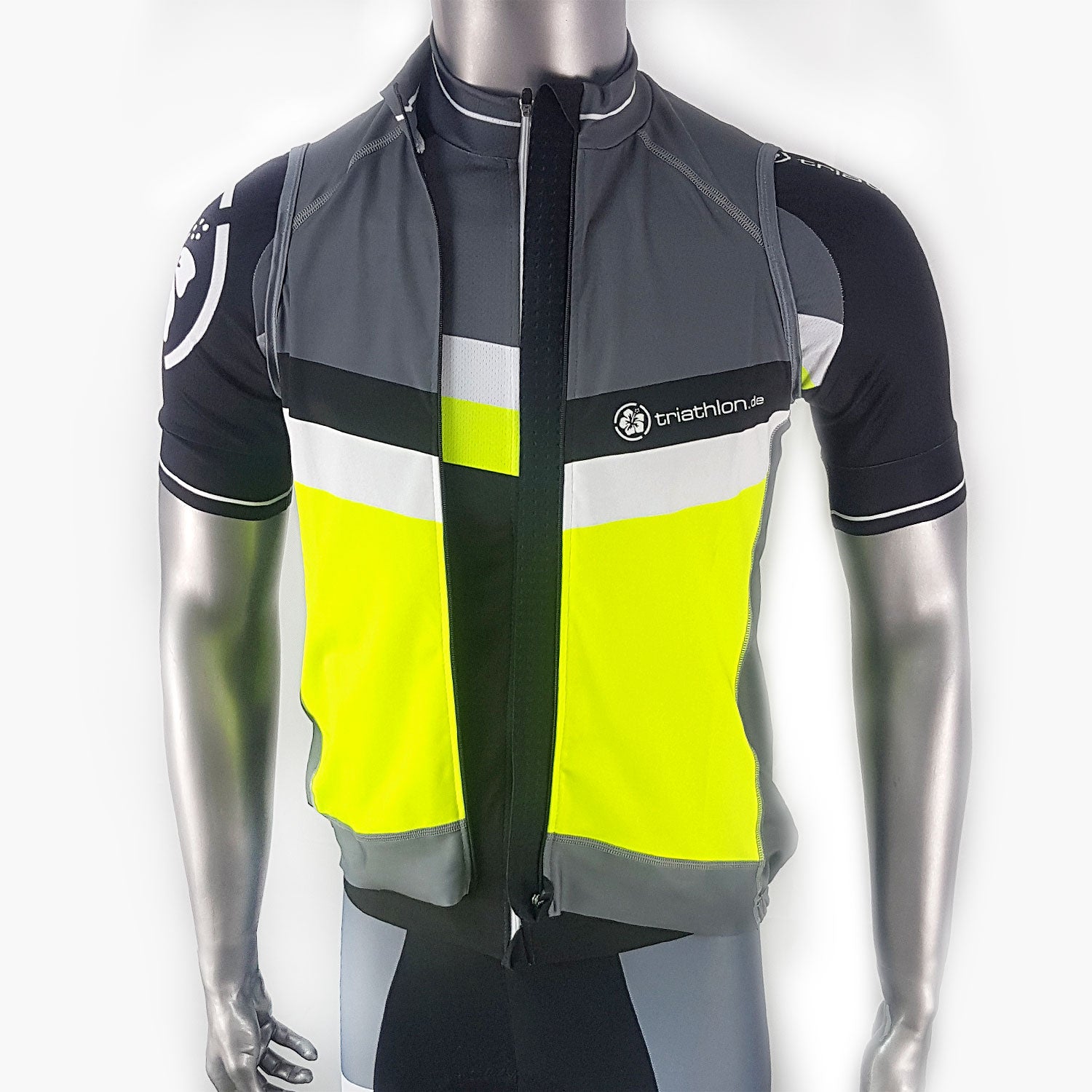 triathlon.de elite cycling vest, men, black/grey/yellow