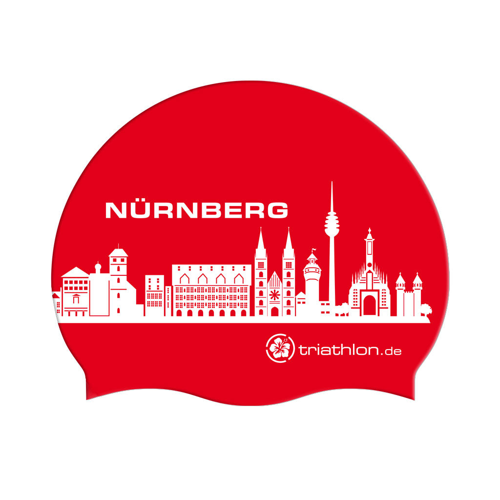 triathlon.de Silicon Cap, bathing cap, city of Nuremberg, red