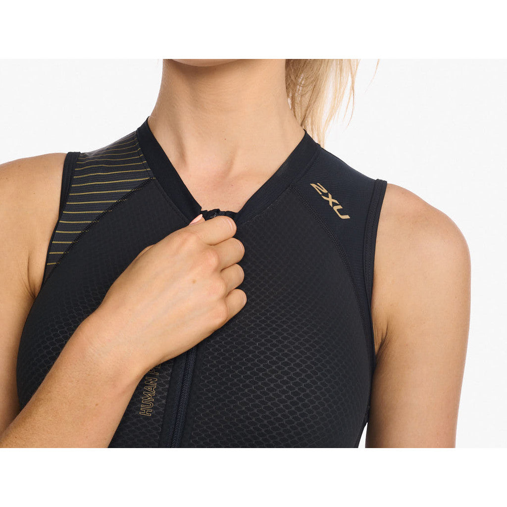 2XU Light Speed ​​Front Zip Trisuit, women, black/gold, black gold