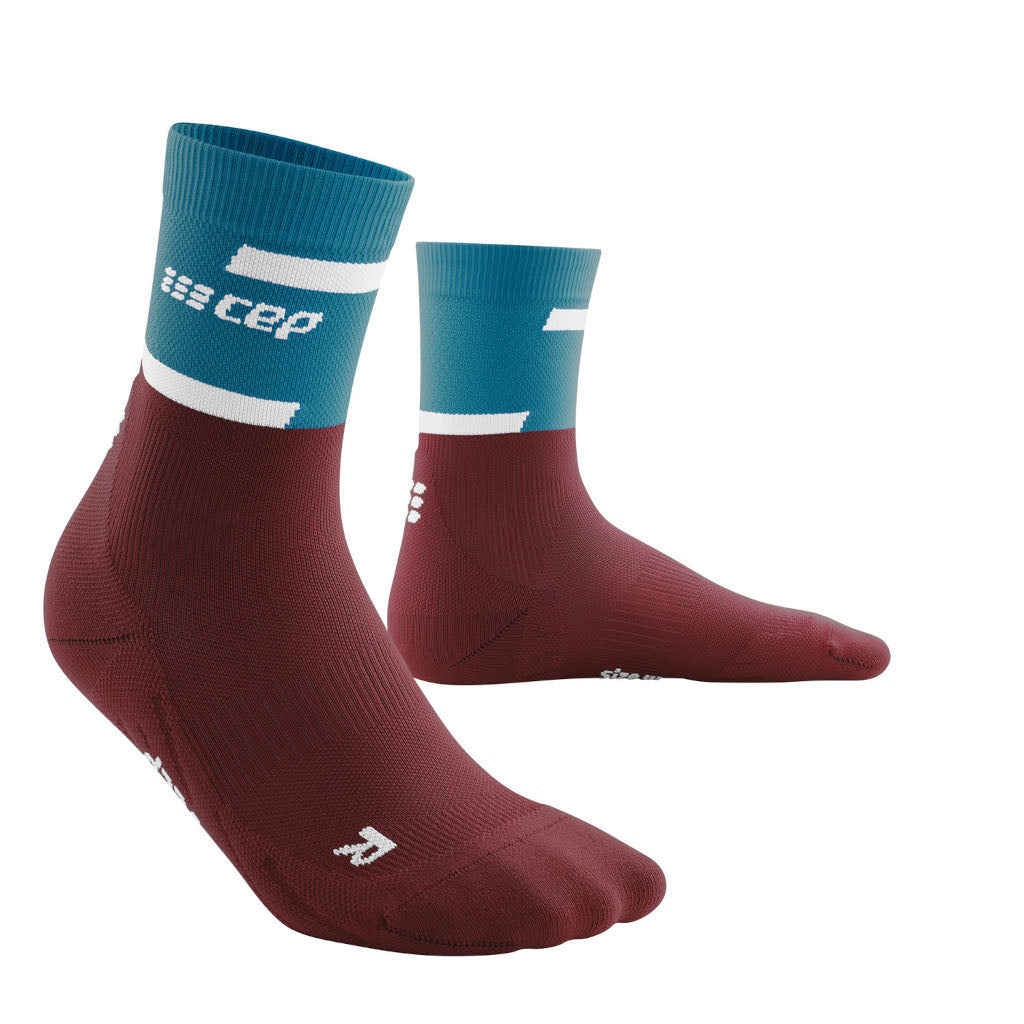 CEP The Run Compression Socks - Mid Cut, Herren, petrol/dark red, petr