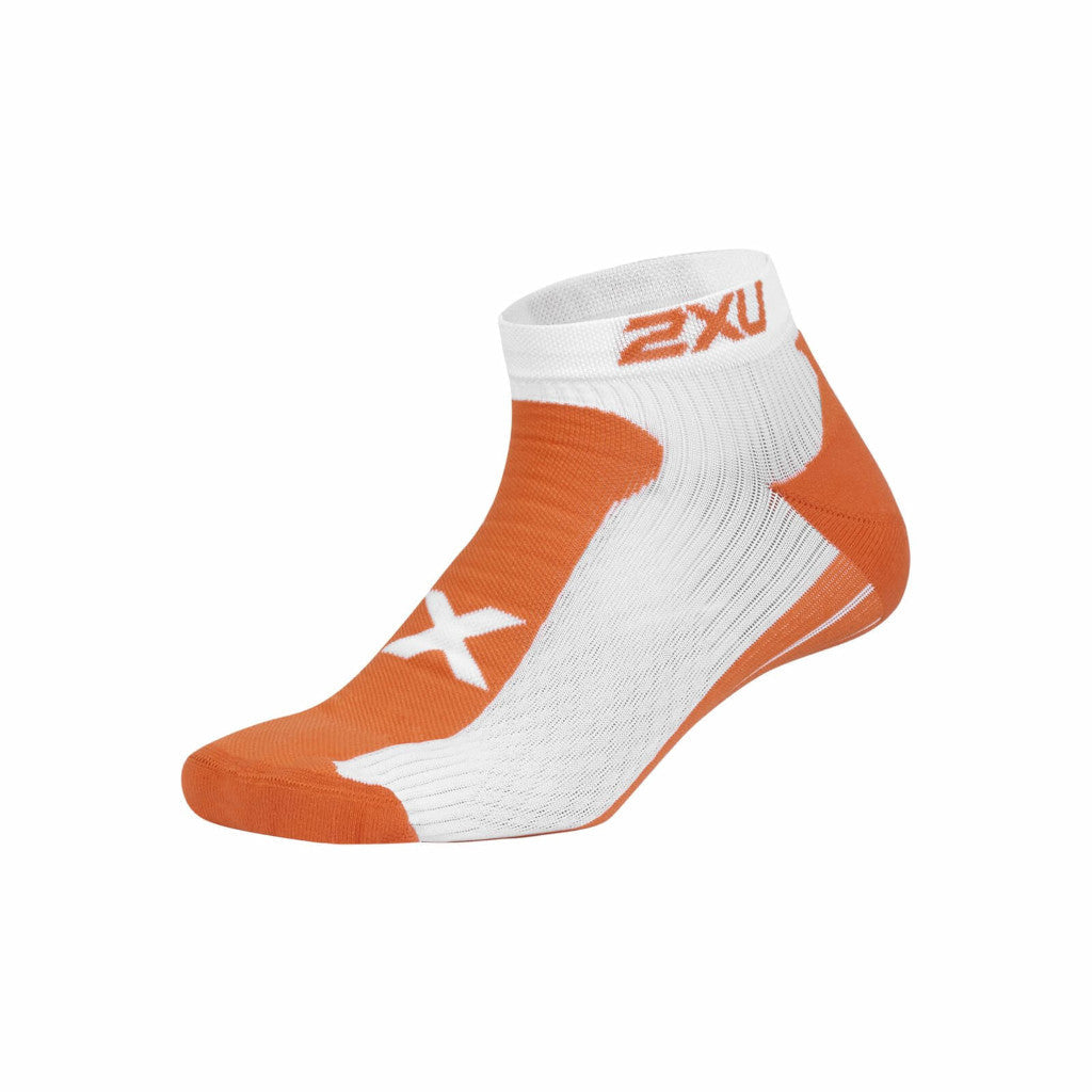 Pack of 2 2XU Low Rise Sock Spicy Orange/White, men, orange/white