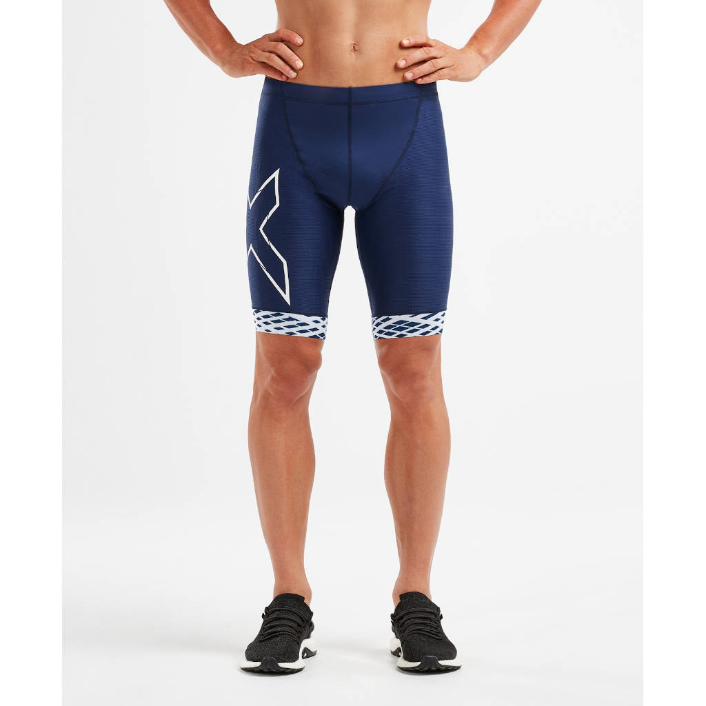 2XU Compression Tri Short, Herren, blau/weiß - S
