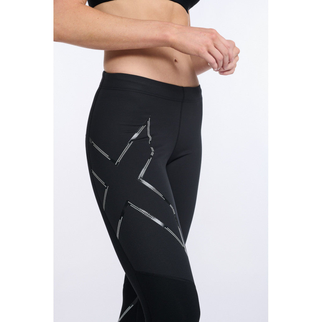 2XU Wind Defence Compression Tights, Damen, Laufhose, Black/Black reflective